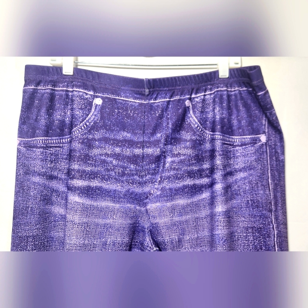 ⚡️🛍 4/$20 🛍 Purple Denim Print Leggings-Size 4XL (fits Like Size 20)- NWOT - Picture 6 of 9